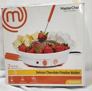 Chocolate Fondue Maker Pot Electric Dessert Set 4Forks & Party Serving Tray